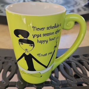 5/$15,Hallmark coffee mug. Yoga themed happy hour
